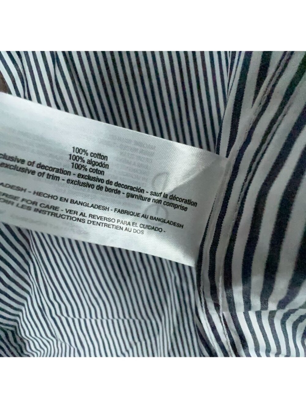 Gloria Vanderbilt Button-Down Shirt Size Large Black White 100% Cotton Striped - Picture 9 of 15